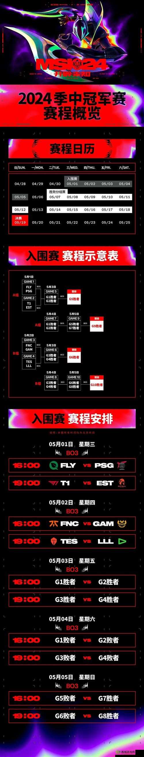 MSI2024 赛程表:精彩赛事全览
