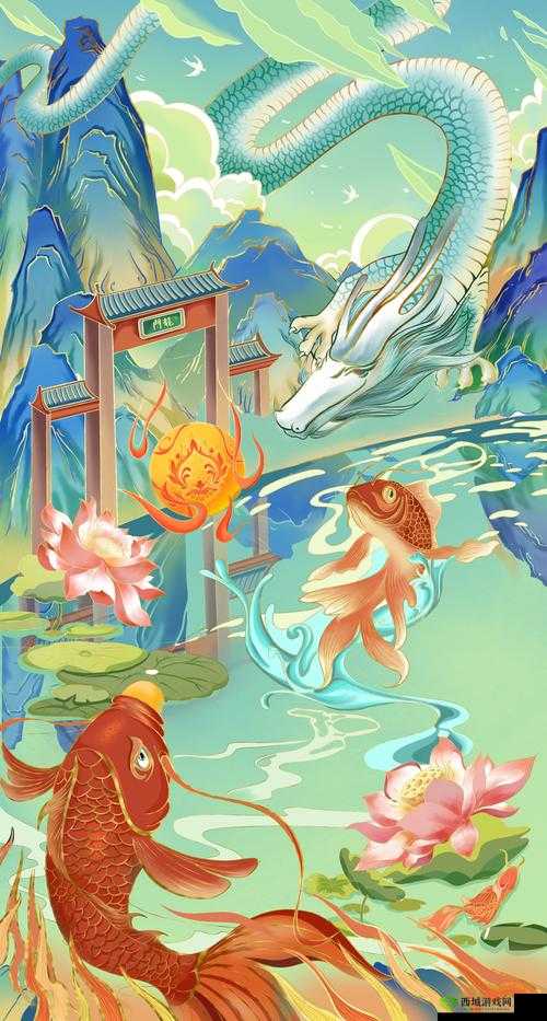 江南百景图中的鱼跃龙门，一幅水墨画卷里的文化寓言