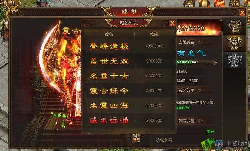 凤凰无双名扬天下傲视群雄，威望值及威名系统简介